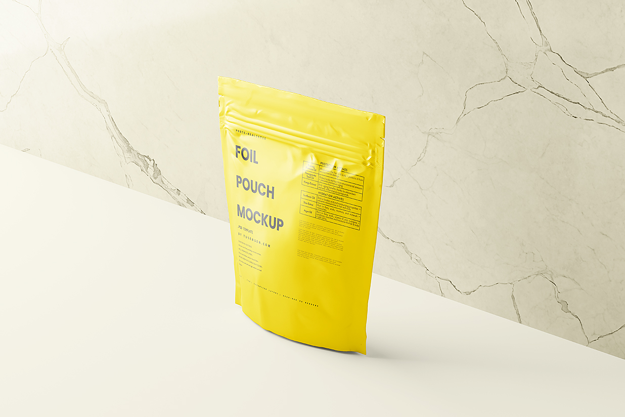 带墙面背景的自立袋自封袋食品包装袋样机mockup7组插图1