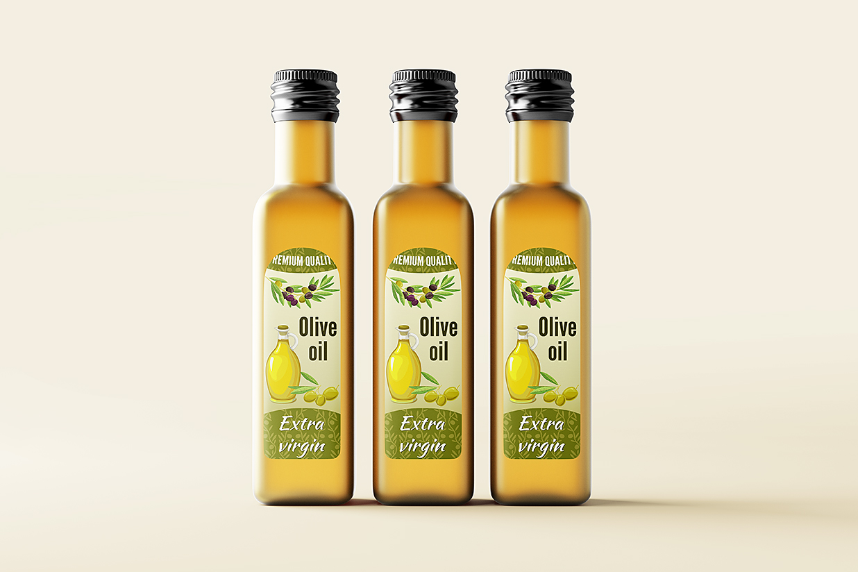 带标签的高质感橄榄油瓶玻璃瓶包装样机mockup5组插图2