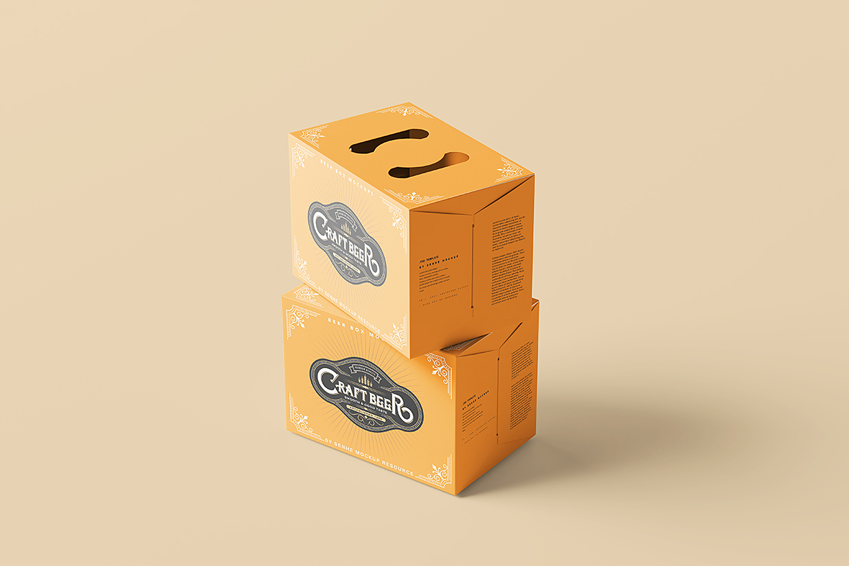 带纸箱的啤酒瓶包装样机mockup10组插图2