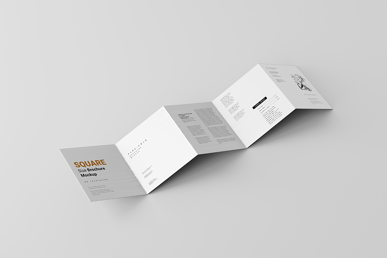高质感方形折页五折页样机mockup5组插图2