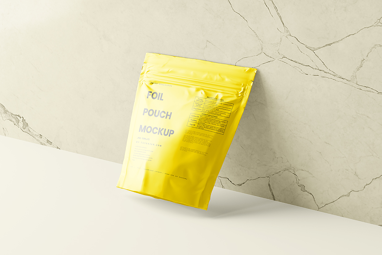 带墙面背景的自立袋自封袋食品包装袋样机mockup7组插图2