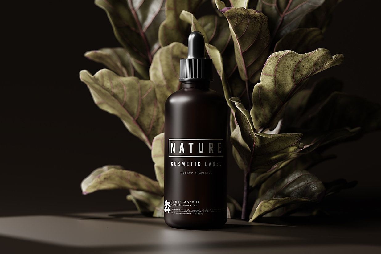 带绿植场景的滴管瓶精华精油瓶样机mockup8组插图3