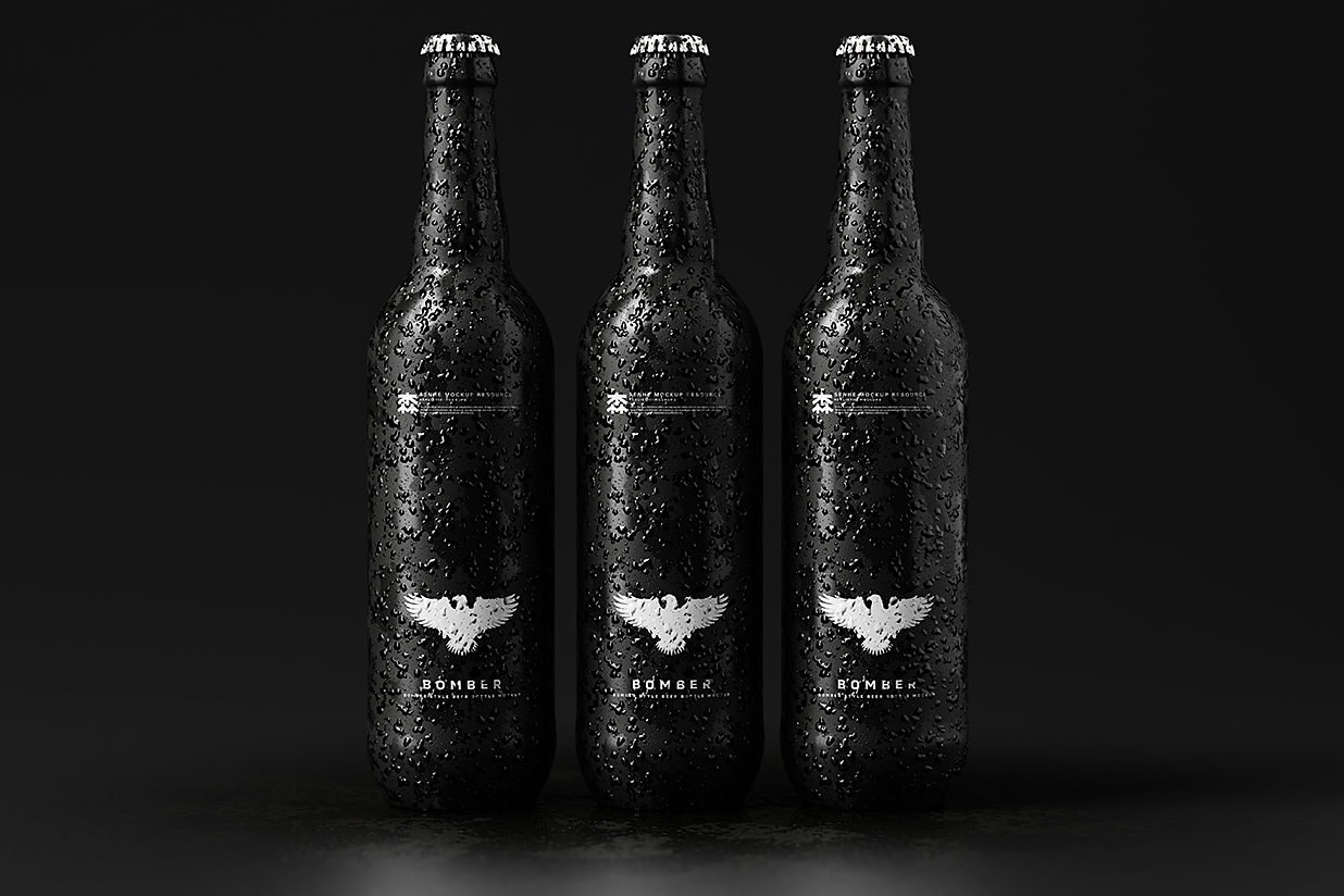 带水滴的高质感啤酒瓶包装样机mockup10组插图3