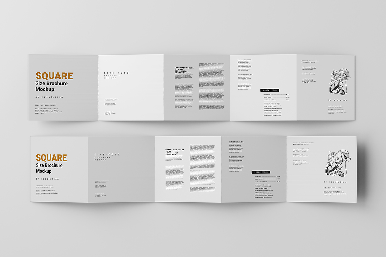 高质感方形折页五折页样机mockup5组插图3