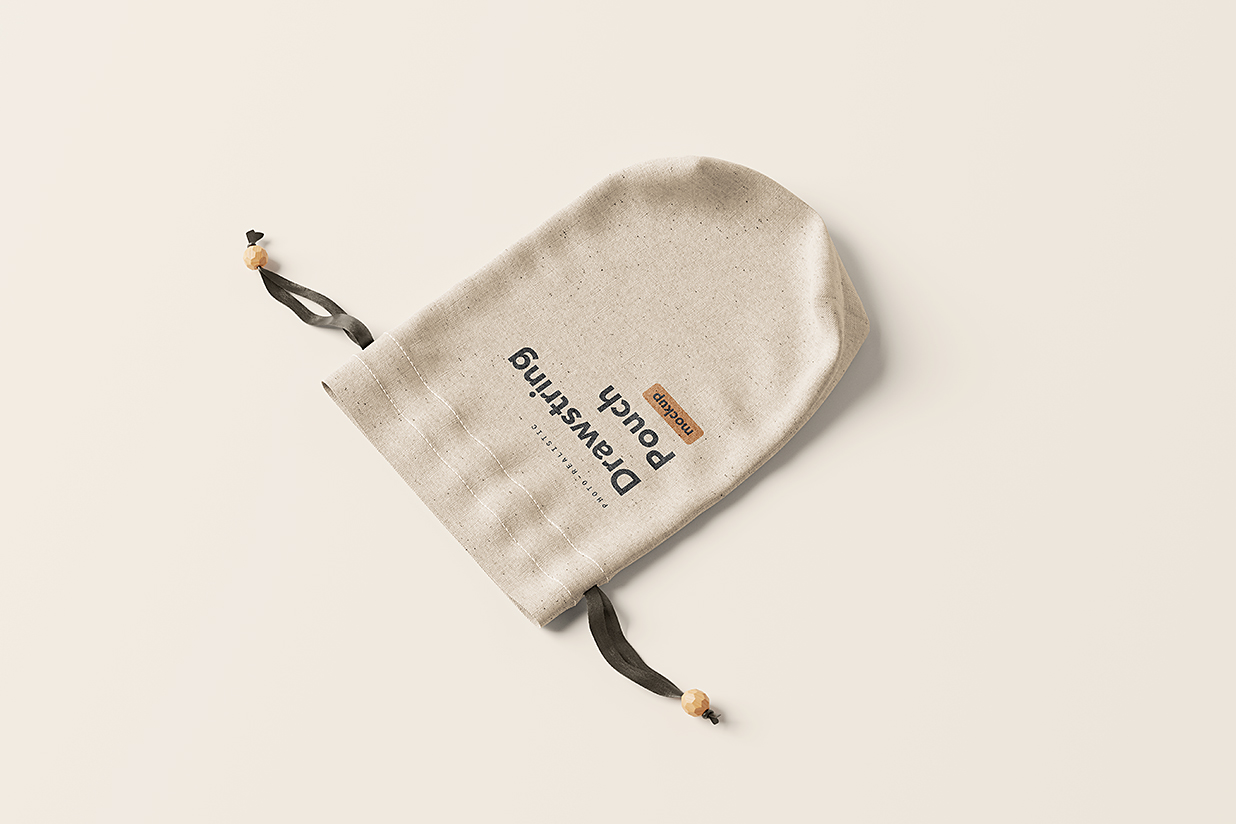 高质感亚麻抽绳束口袋样机mockup7组插图3