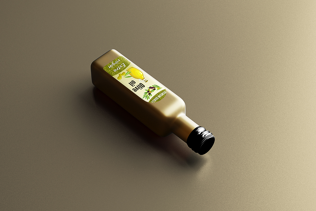 带标签的高质感橄榄油瓶玻璃瓶包装样机mockup5组插图4