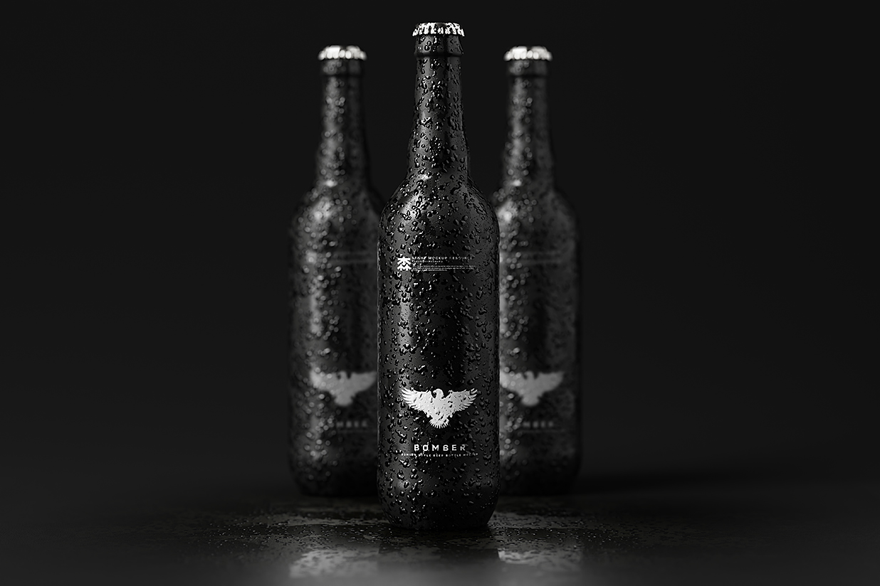 带水滴的高质感啤酒瓶包装样机mockup10组插图4