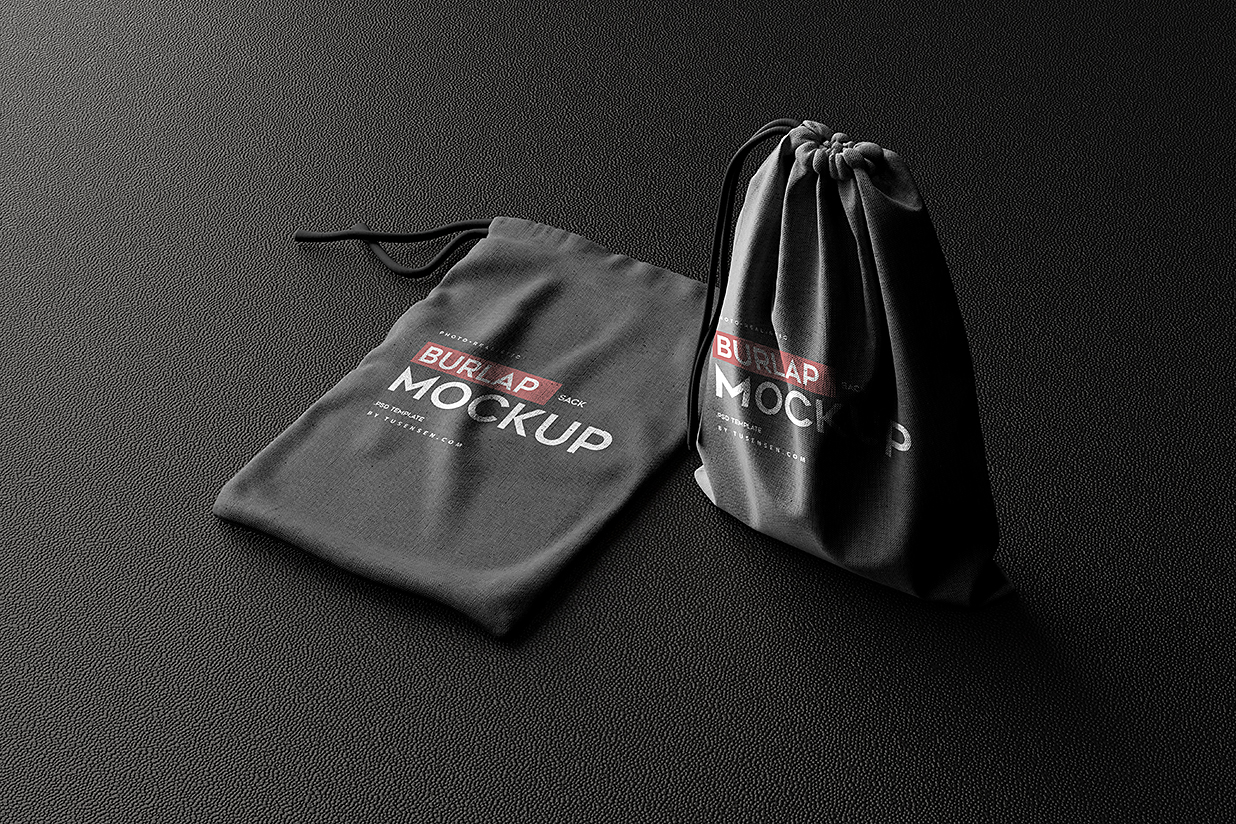 高质感黄麻抽绳袋束口袋样机mockup5组插图4