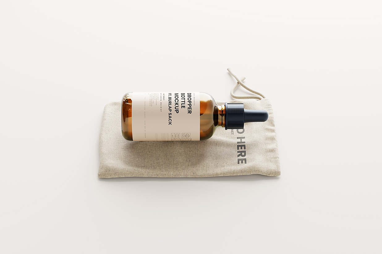 带束口袋的滴管瓶精华精油瓶样机mockup7组插图5