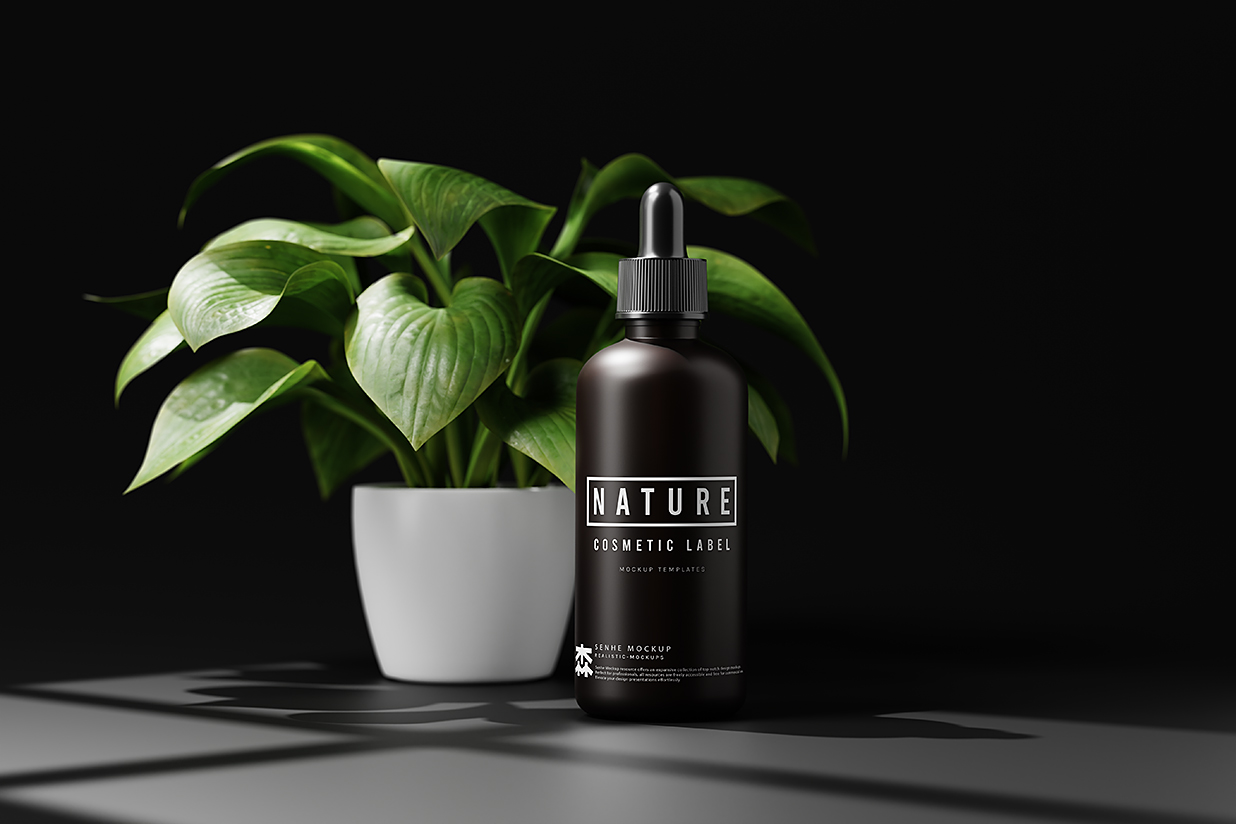 带绿植场景的滴管瓶精华精油瓶样机mockup8组插图5