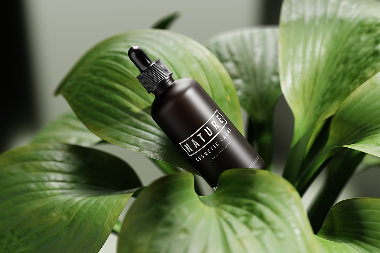 带绿植场景的滴管瓶精华精油瓶样机mockup8组插图6