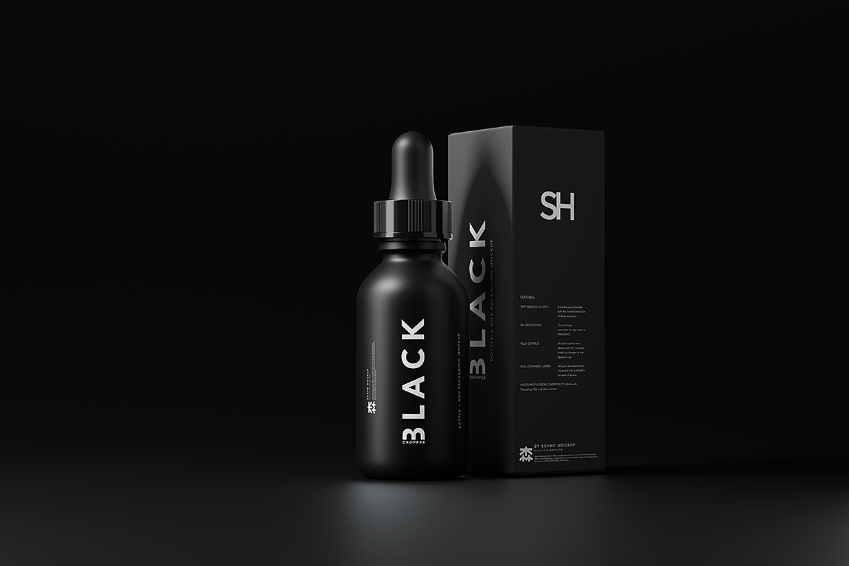 带包装盒的滴管瓶精华精油瓶样机mockup10组插图6