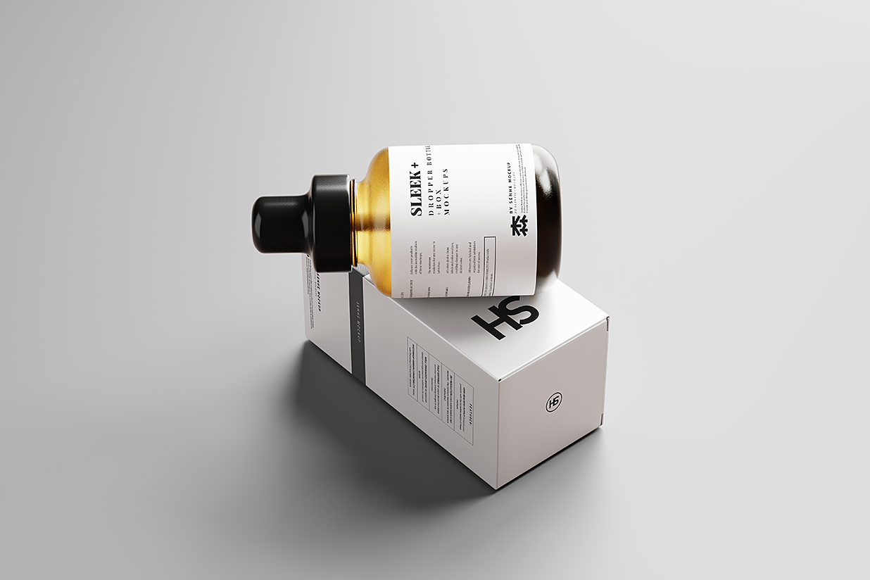 带包装盒的质感滴管瓶精华精油瓶样机mockup11组插图6