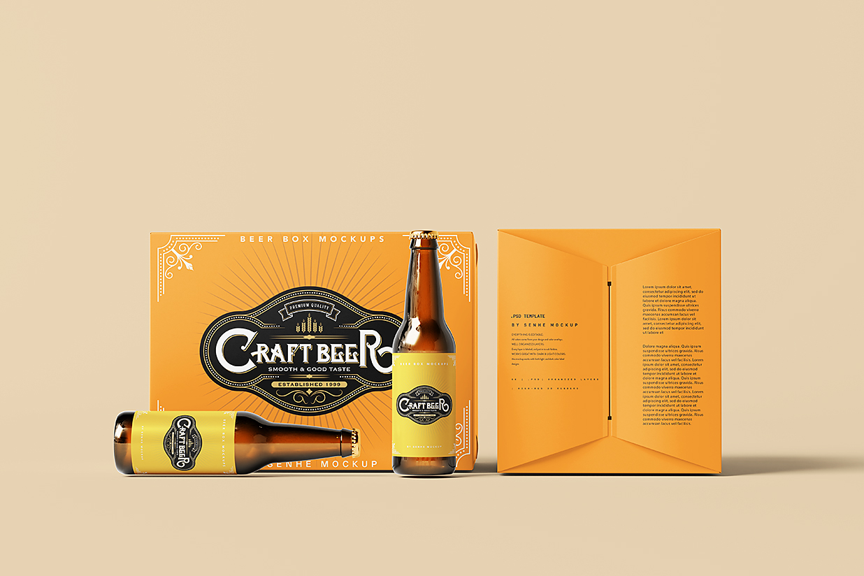 带纸箱的啤酒瓶包装样机mockup10组插图7