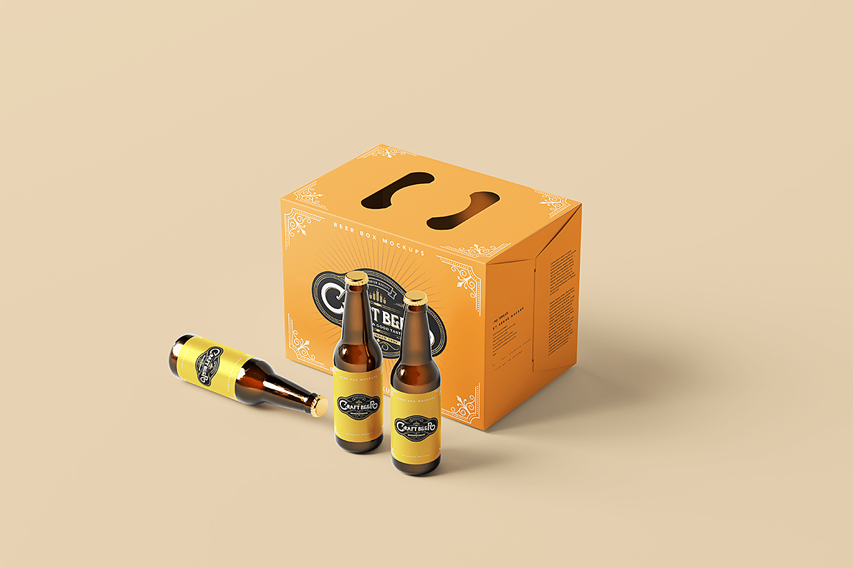 带纸箱的啤酒瓶包装样机mockup10组插图8