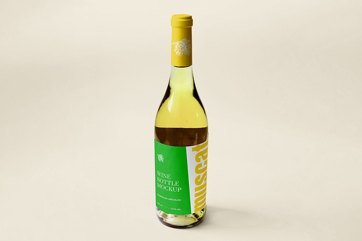 高质感白葡萄酒瓶样机mockup插图
