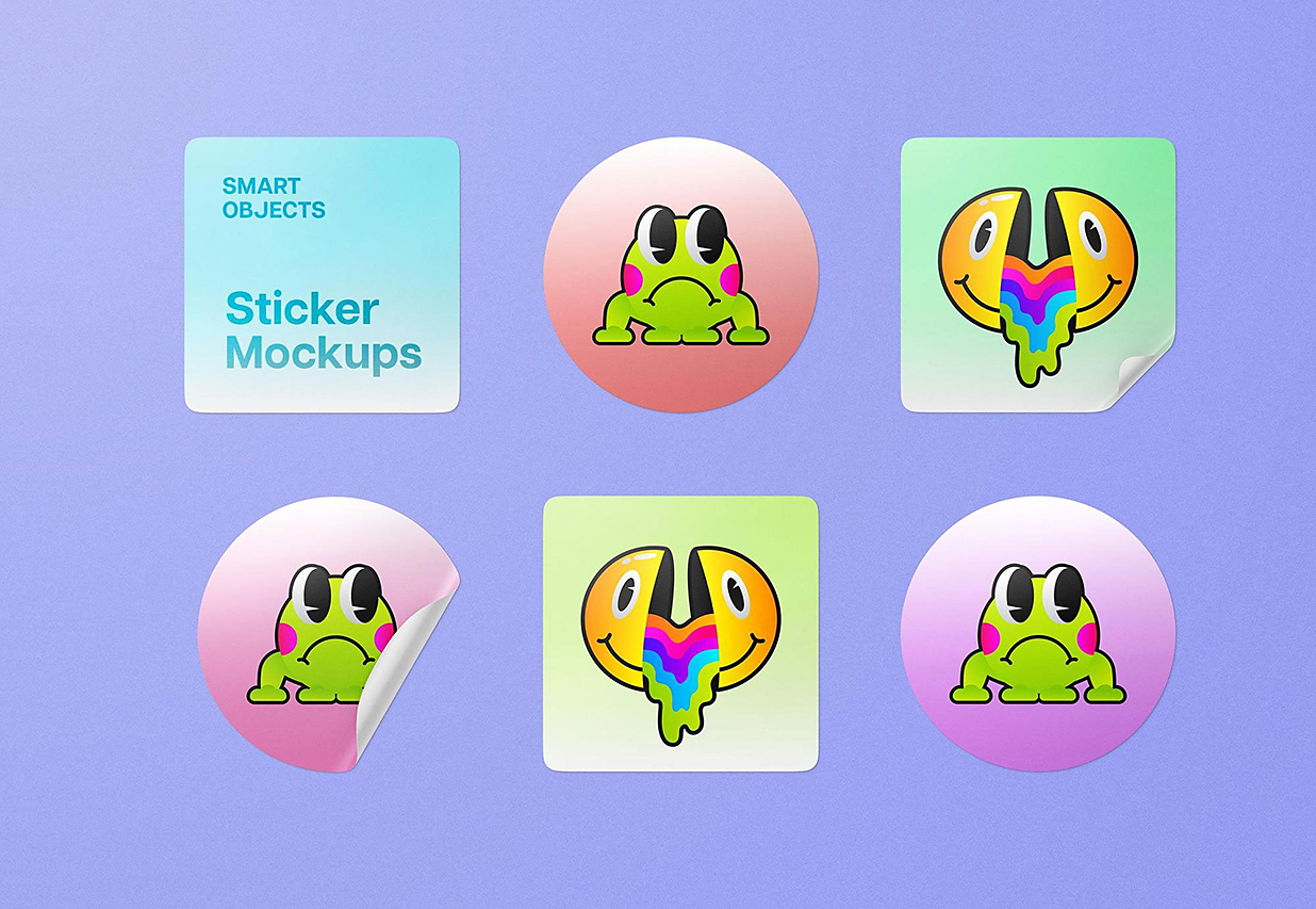 可撕贴纸套装样机mockup插图