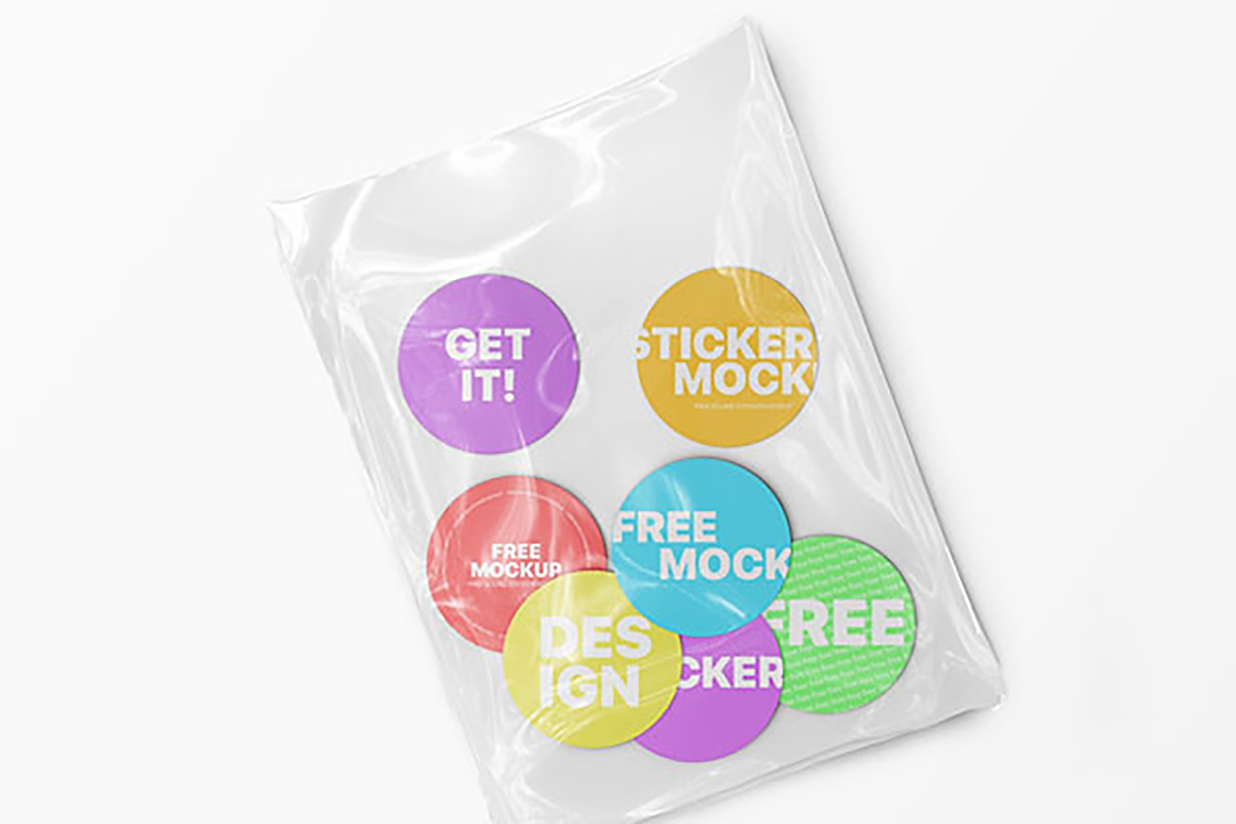 塑料包装袋的贴纸样机mockup插图