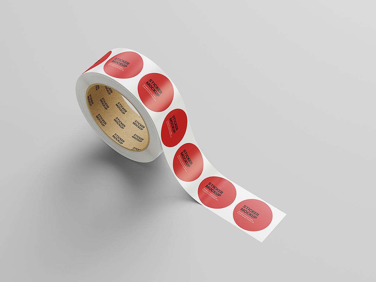 高质感圆形卷式贴纸样机mockup5组插图