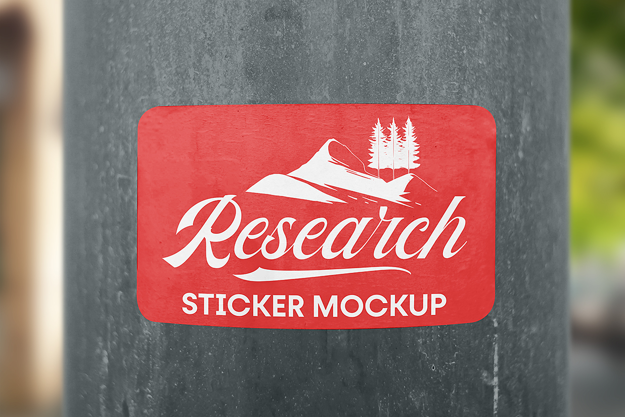 贴纸杆子上的贴纸样机mockup插图