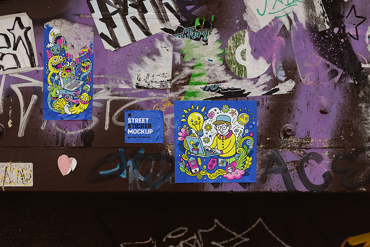 街头可撕贴纸样机mockup插图
