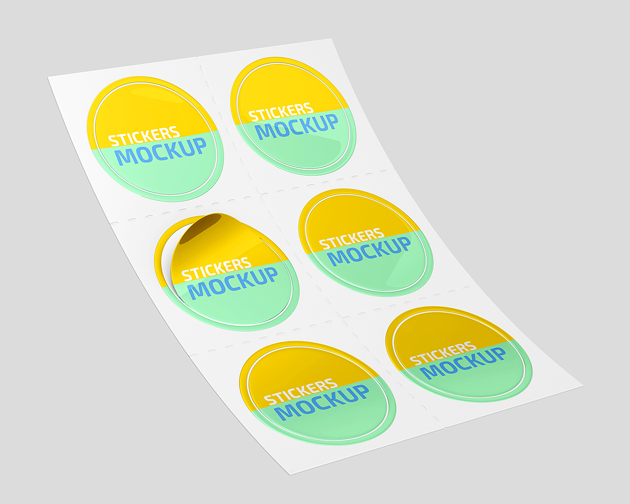 圆形可撕贴纸套装样机mockup2组插图