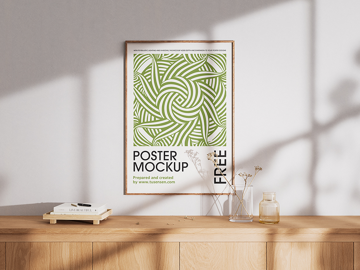 室内带框架的装饰画海报样机mockup3组插图