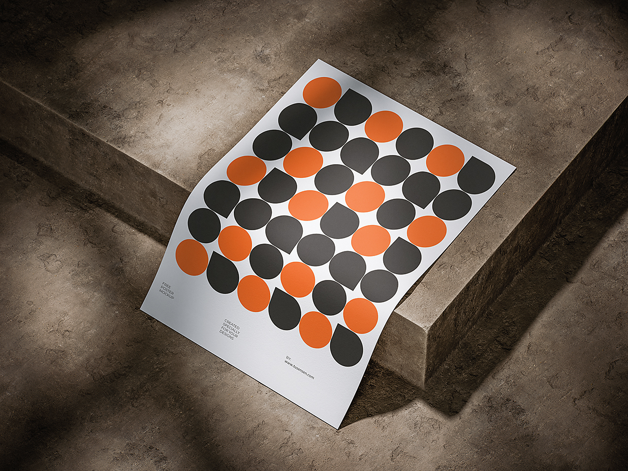 放在混泥土地面上的的高质感海报样机mockup3组插图