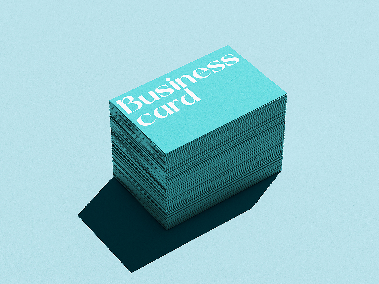 高质感堆叠的横版名片样机mockup5组插图