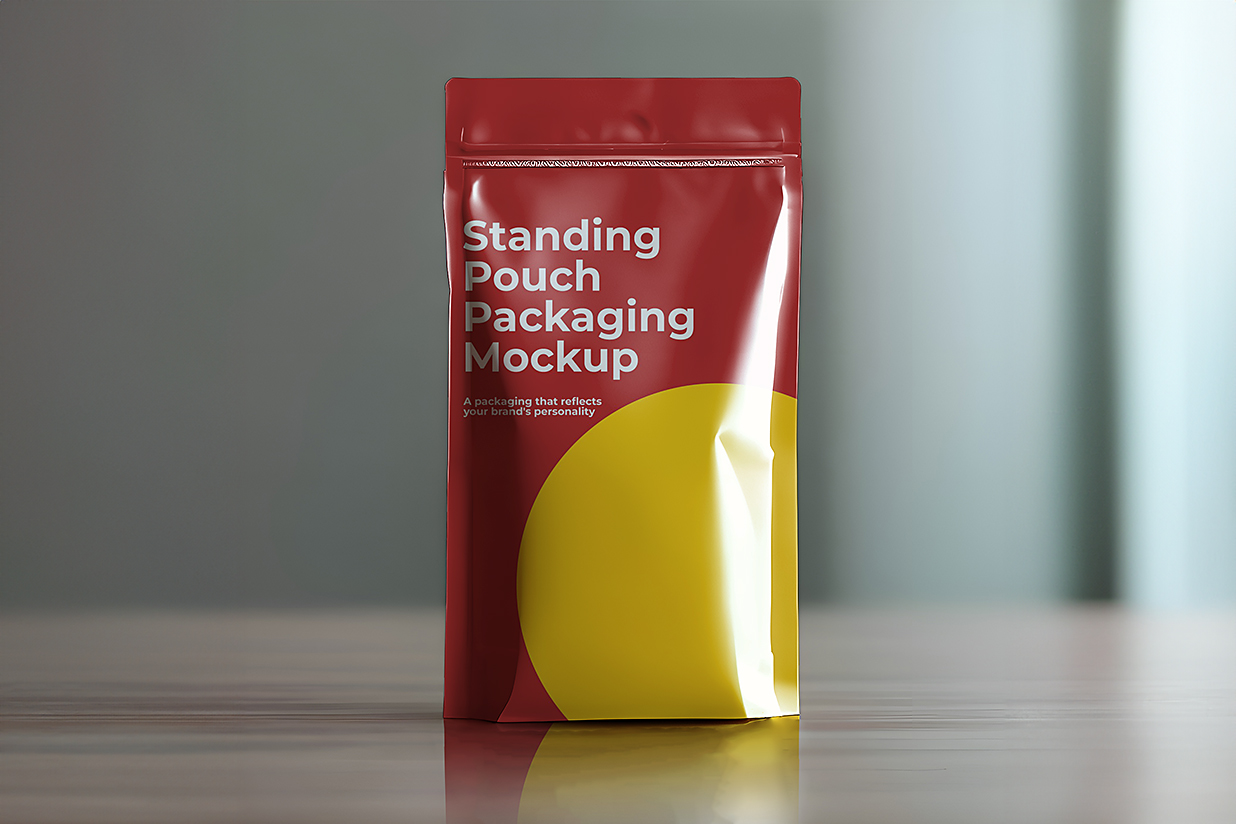 放在桌上的自立袋自封袋咖啡袋样机mockup插图