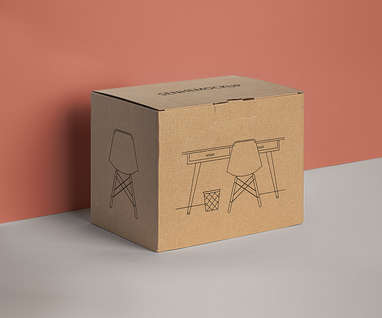 牛皮纸纸箱纸盒包装盒样机mockup插图