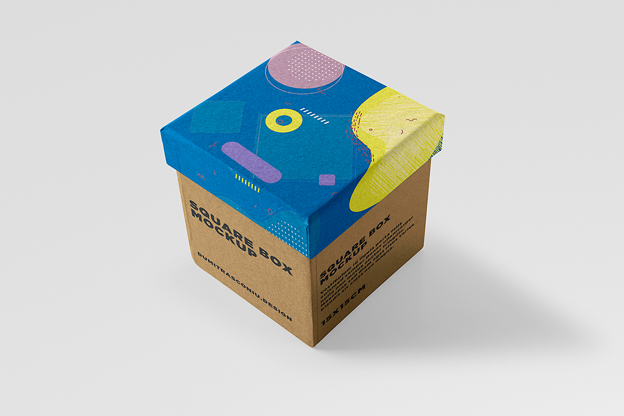 方形天地盖纸盒礼盒包装盒样机mockup4组插图