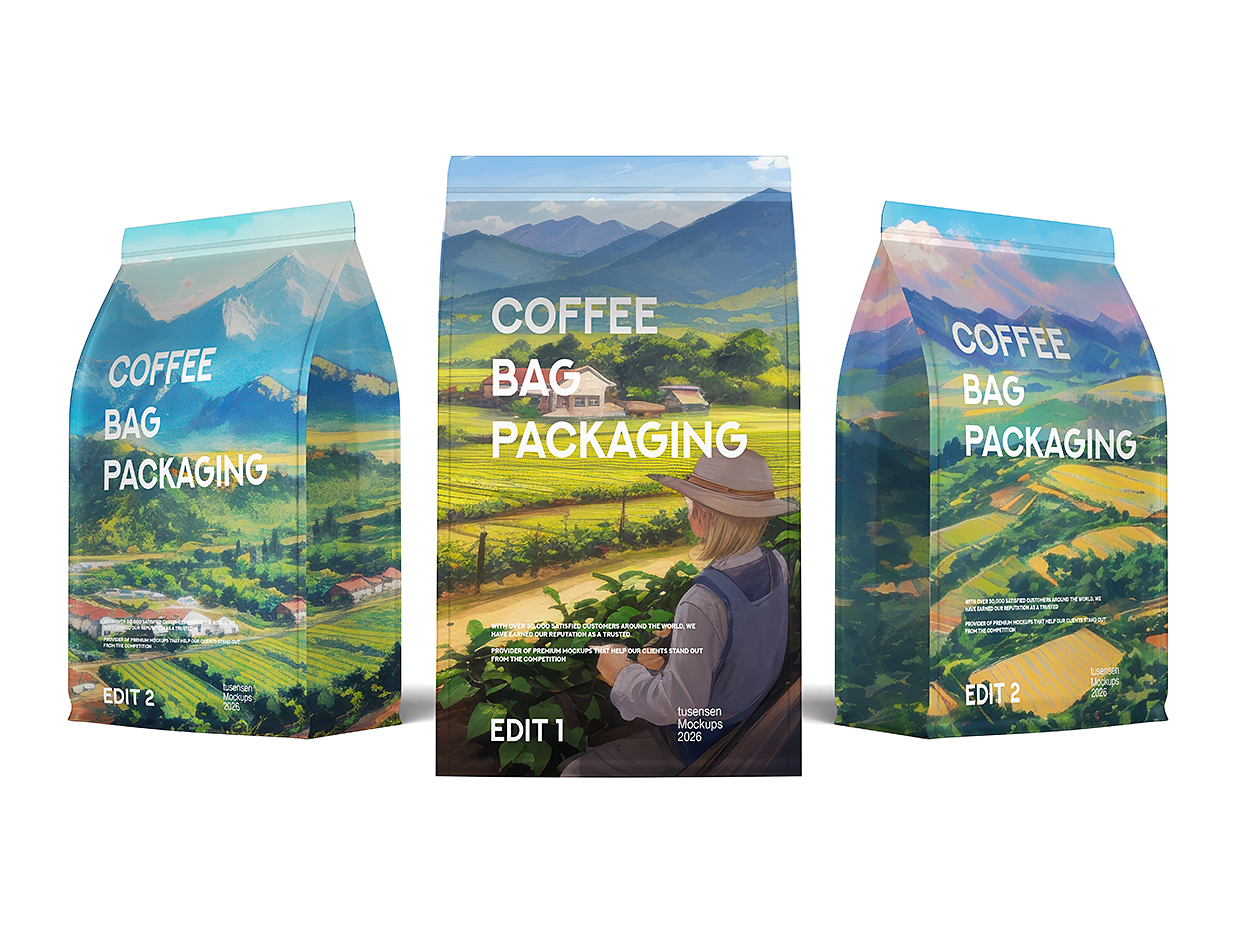 自立袋自封袋咖啡袋样机mockup插图