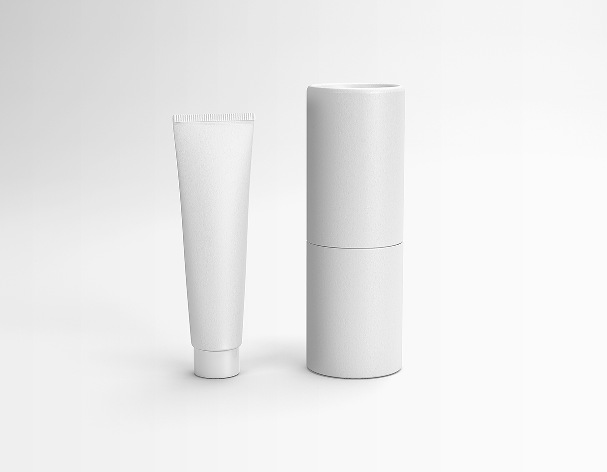 带纸筒包装的化妆品挤压管洗面奶样机mockup插图1