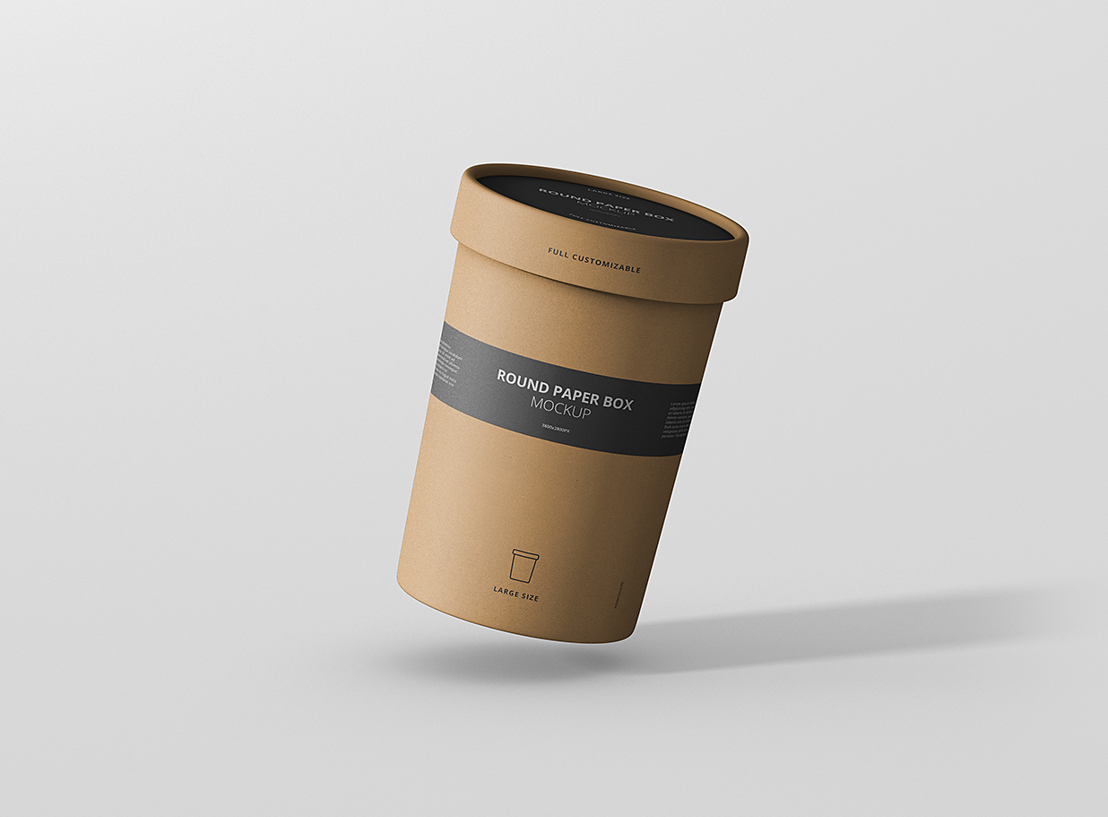 圆形牛皮纸纸筒杯包装盒样机mockup8组插图