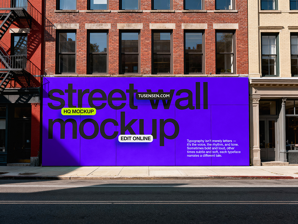 户外街道墙面广告牌样机mockup插图