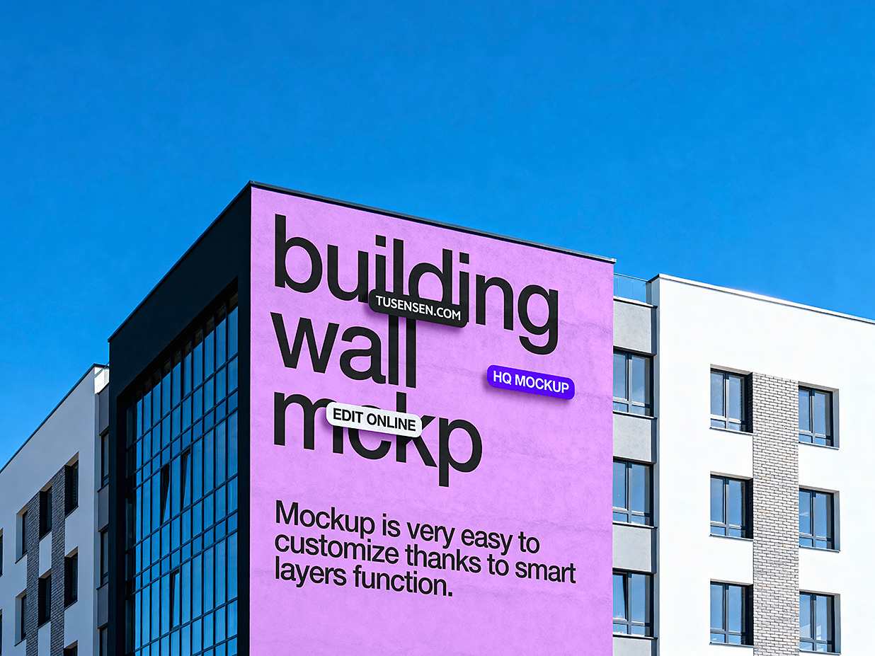 户外建筑墙面广告牌样机mockup插图