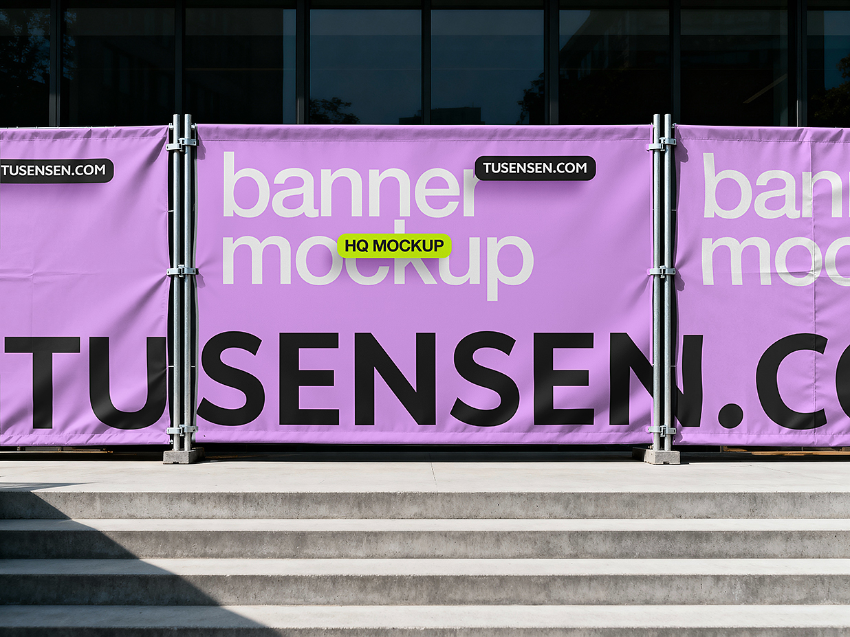 户外围栏围挡横幅广告牌样机mockup插图