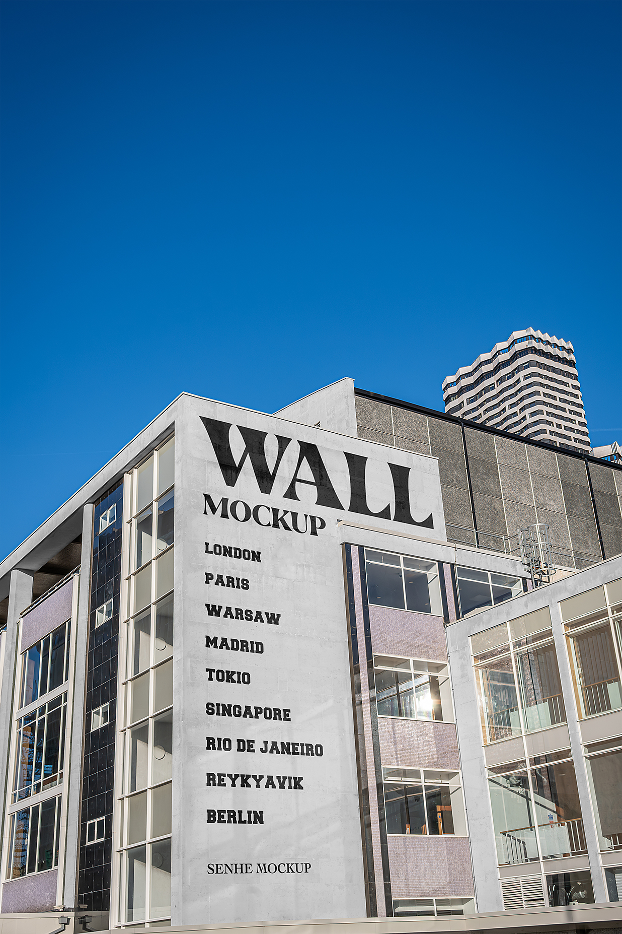 户外建筑墙面广告样机mockup插图