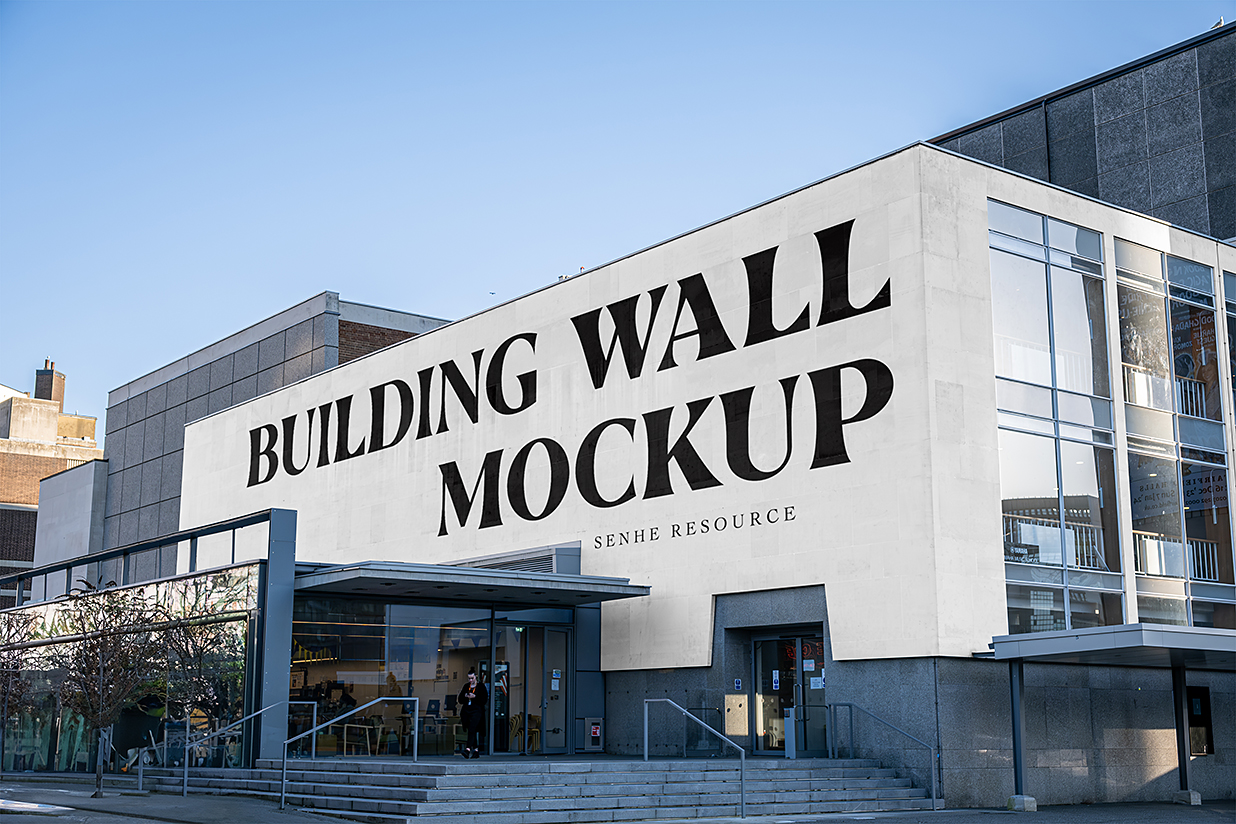 户外建筑墙面广告样机mockup插图