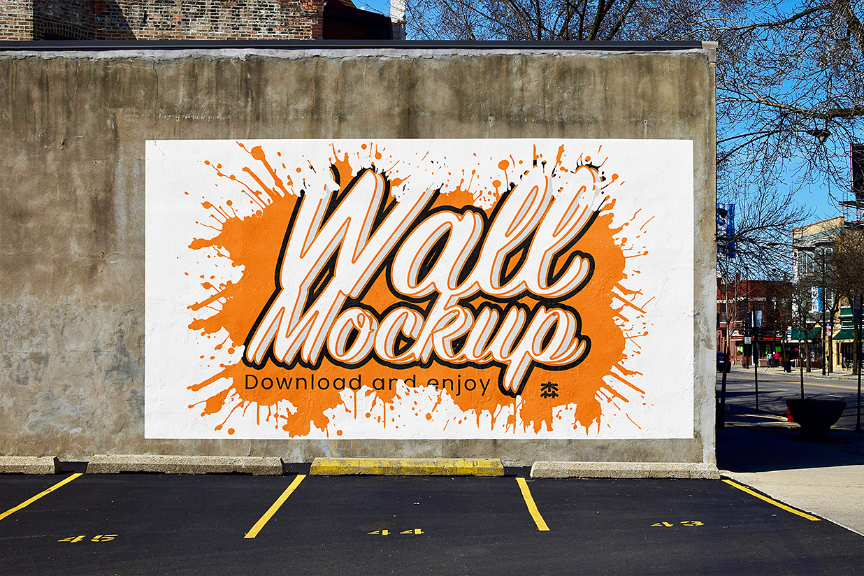 户外建筑墙面墙绘广告样机mockup插图