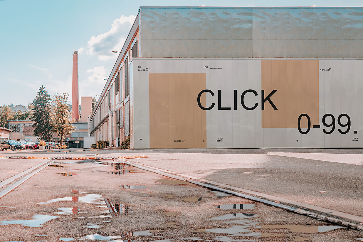 户外建筑墙面广告样机mockup插图