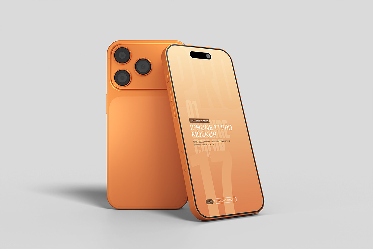 高质感iPhone 17 Pro苹果手机样机mockup2组插图