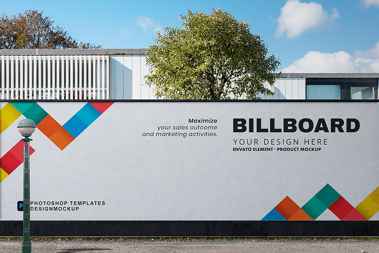 户外街道墙面广告牌样机mockup插图