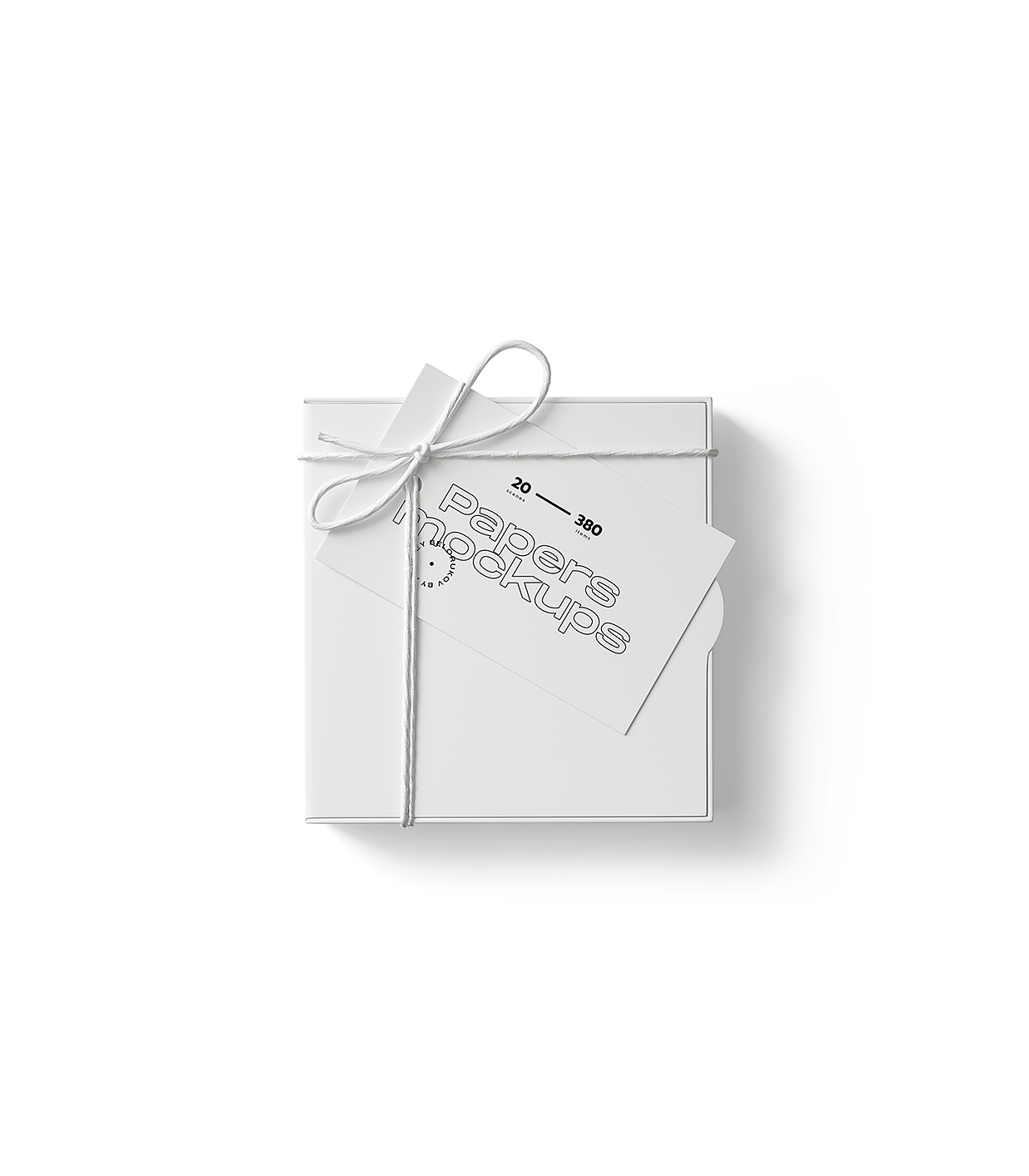 带绳结和吊牌的纸质礼品盒礼盒包装样机mockup插图