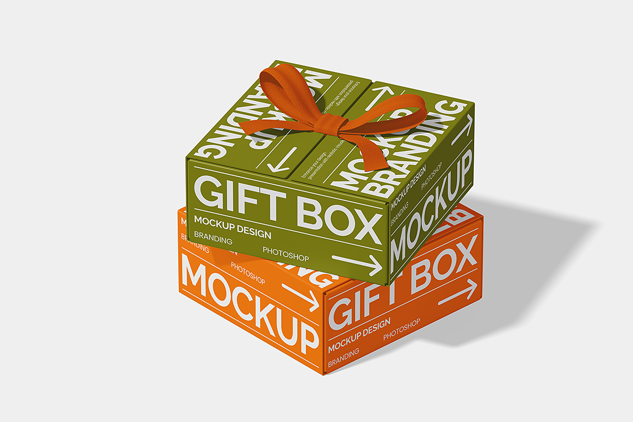 礼品盒礼物盒礼盒纸盒包装样机mockup2组插图