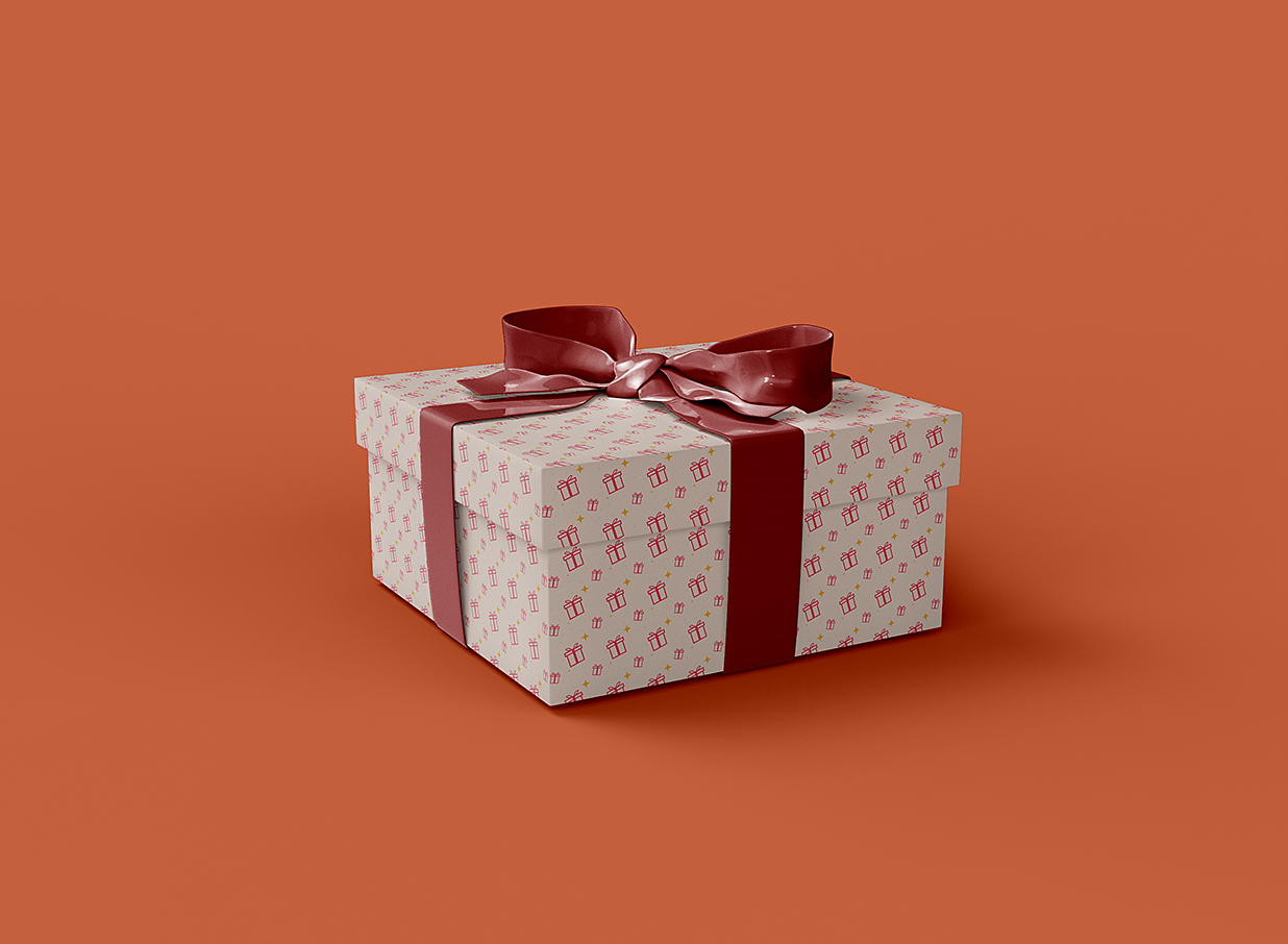 节日礼品盒礼物盒礼盒包装样机mockup插图