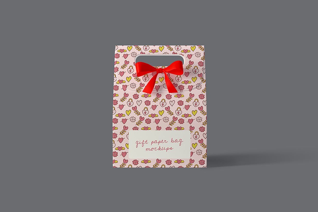 节日礼品袋礼物袋包装样机mockup3组插图