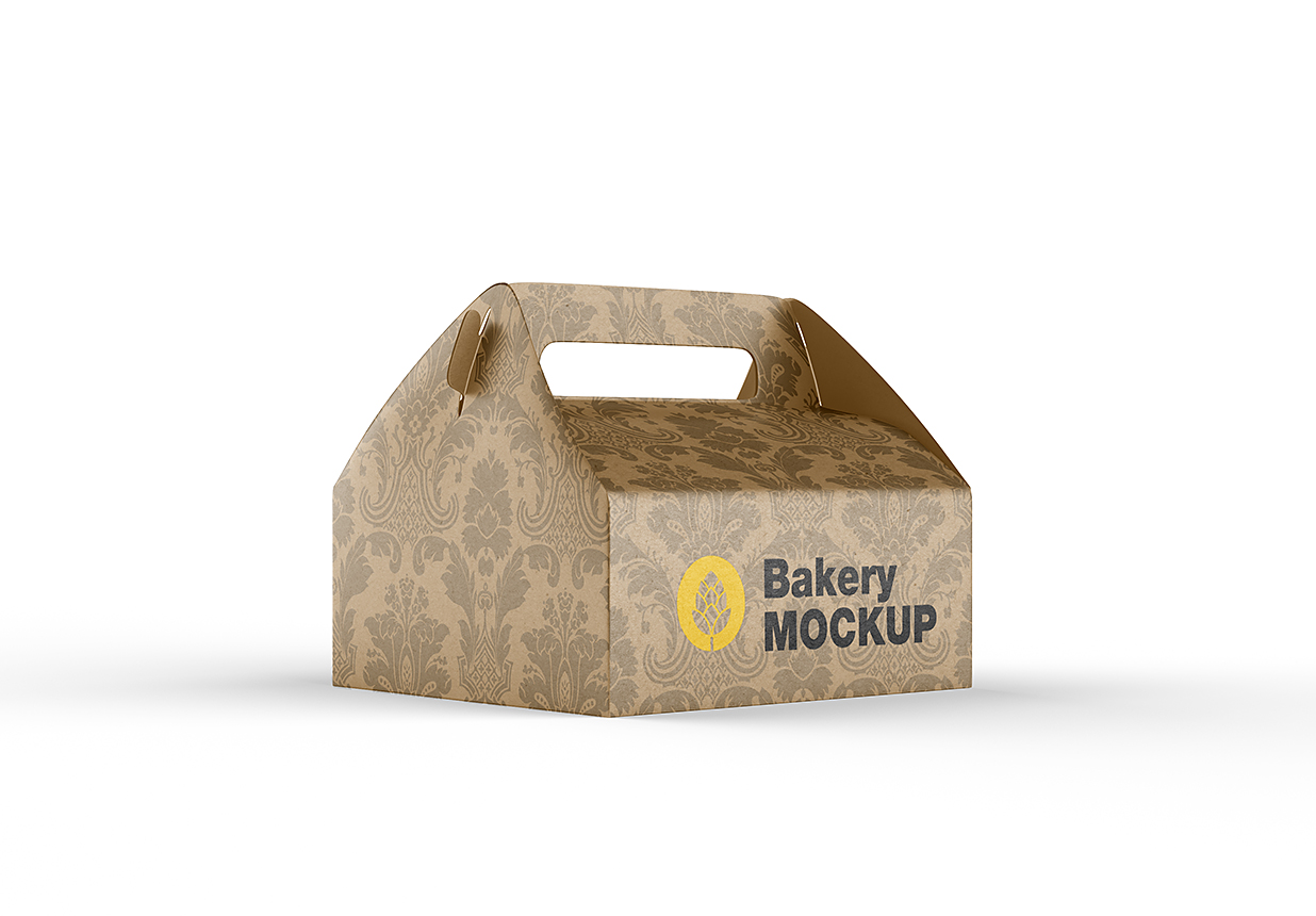 牛皮纸山顶盒打包盒外卖手提纸盒包装样机插图