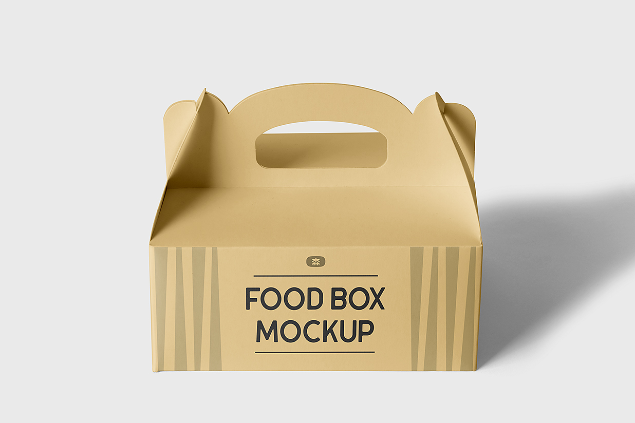 牛皮纸山顶盒打包盒外卖手提纸盒包装样机插图